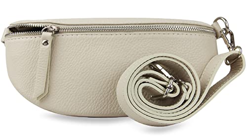 Frentree® Damen Echtleder Umhängetasche, Made in Italy, Crossbody Tasche Schultertasche mit silbernem Reißverschluss, Größe MIDI von Frentree