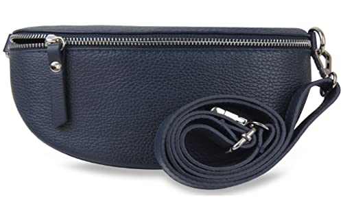 Frentree® Damen Echtleder Bauchtasche, Made in Italy, Umhängetasche Crossbody Tasche Schultertasche mit silbernem Reißverschluss, Größe MINI von Frentree