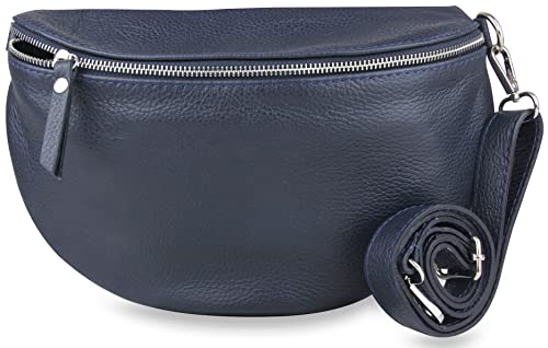Frentree® Damen Echtleder Bauchtasche, Made in Italy, Umhängetasche Crossbody Tasche Schultertasche mit silbernem Reißverschluss, Größe MAXI von Frentree