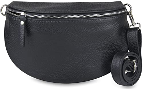 Frentree® Damen Echtleder Umhängetasche, Made in Italy, Crossbody Tasche Schultertasche mit silbernem Reißverschluss, Größe MAXI von Frentree