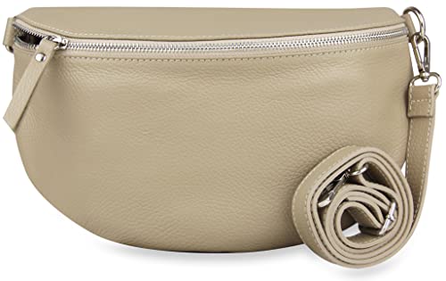 Frentree® Damen Echtleder Umhängetasche, Made in Italy, Crossbody Tasche Schultertasche mit silbernem Reißverschluss, Größe MAXI von Frentree