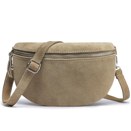 Frentree® Midi Echtleder-Umhängetasche Aus Italien, Crossbodytasche Mit Abnehmbarem Schultergurt Und Silbernem Reißverschluss von Frentree