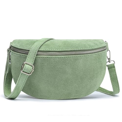 Frentree® Midi Echtleder-Umhängetasche Aus Italien, Crossbodytasche Mit Abnehmbarem Schultergurt Und Silbernem Reißverschluss von Frentree