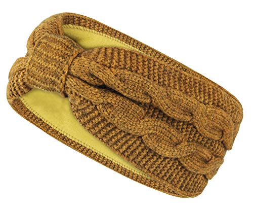 Frentree Damen Stirnband gestricktes Haarband mit Schleife und Zopfmuster, Mädchen Ohrenwärmer gefüttert mit weichem Fleece Innenfutter, SB1019 von Frentree