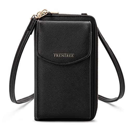 Frentree Damen Umhängetasche mit Handyfach und Portemonnaie, Reißverschluss und Magnetverschluss, Multifunktional, Handys bis 6.1“, Crossbody mit verstellbarem und abnehmbaren Schultergurt von Frentree