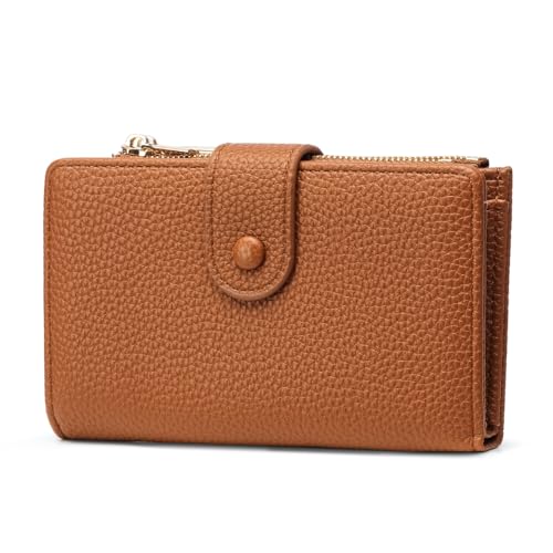 Frentree Geldbörse Damen mit RFID Schutz, Echtleder Optik, großes Münzfach, Portemonnaie mit Reißverschluss, Druckknopf, inkl. Geschenkbox von Frentree