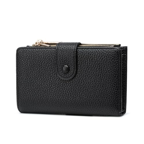 Frentree Geldbörse Damen mit RFID Schutz, Echtleder Optik, großes Münzfach, Portemonnaie mit Reißverschluss, Druckknopf, inkl. Geschenkbox von Frentree