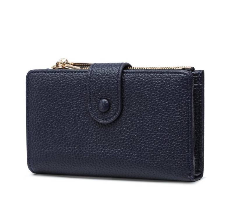 Frentree Geldbörse Damen mit RFID Schutz, Echtleder Optik, großes Münzfach, Portemonnaie mit Reißverschluss, Druckknopf, inkl. Geschenkbox von Frentree