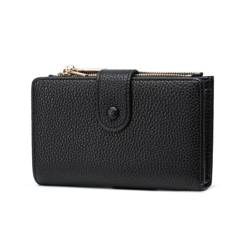 Frentree Geldbörse Damen mit RFID Schutz, Echtleder Optik, großes Münzfach, Portemonnaie mit Reißverschluss, Druckknopf, inkl. Geschenkbox von Frentree