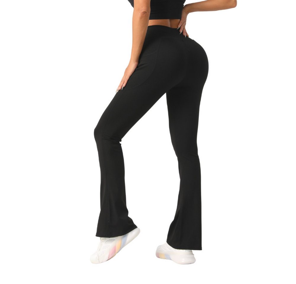 Frentree Highwaist Leggings Damen mit Flared Look - Blickdichte Sportleggings aus elastischem Material, Yoga Pants für Sport und Alltag von Frentree