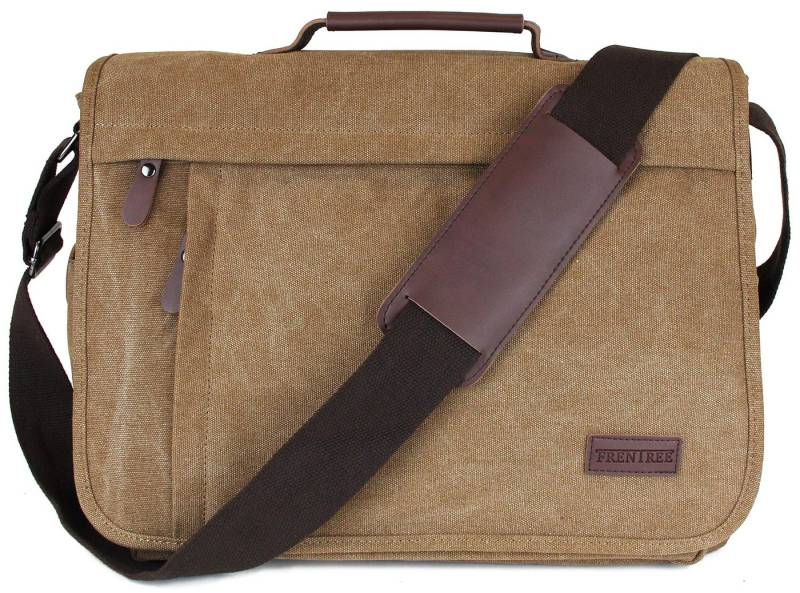 Frentree Laptoptasche Umhängetasche praktische Allrounder, Laptoptasche bis 15.6 Zoll Laptops Notebook Canvas Tasche von Frentree