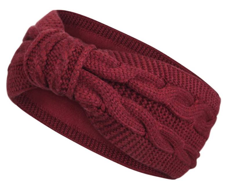 Frentree Stirnband Damen gestricktes Haarband mit Schleife und Zopfmuster, Mädchen Ohrenwärmer gefüttert mit weichem Fleece Innenfutter von Frentree
