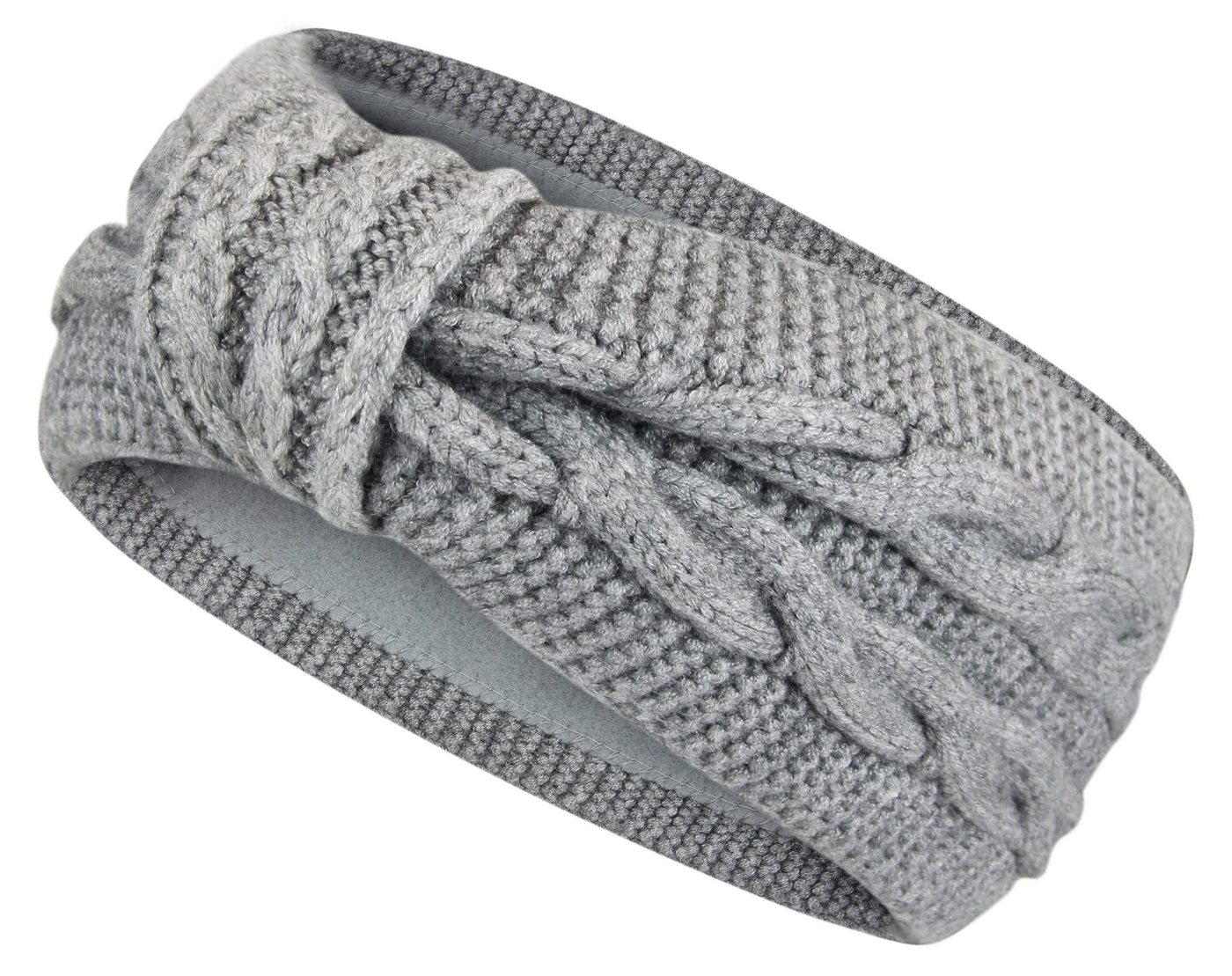 Frentree Stirnband Damen gestricktes Haarband mit Schleife und Zopfmuster, Mädchen Ohrenwärmer gefüttert mit weichem Fleece Innenfutter von Frentree