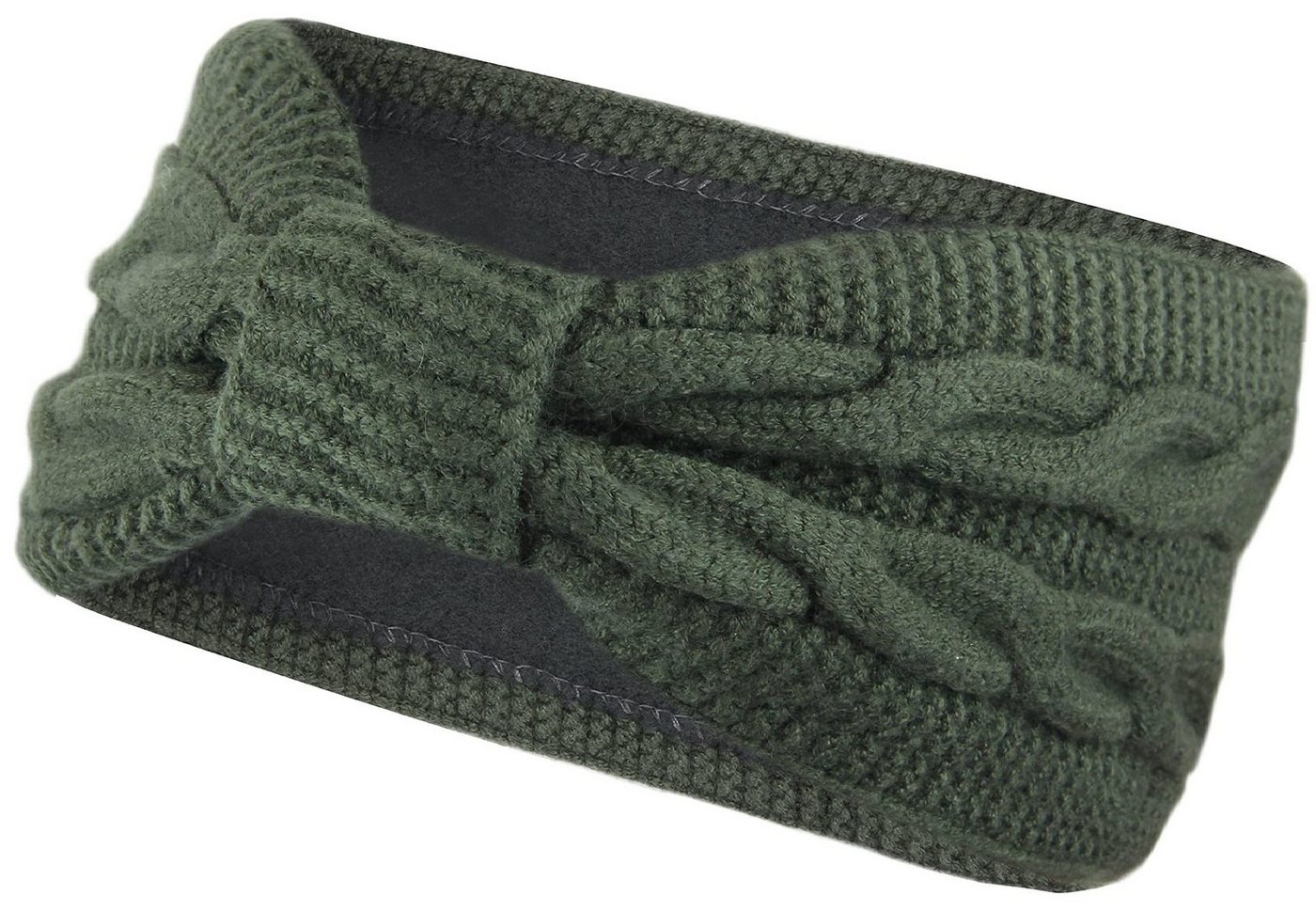 Frentree Stirnband Damen gestricktes Haarband mit Schleife und Zopfmuster, Mädchen Ohrenwärmer gefüttert mit weichem Fleece Innenfutter von Frentree