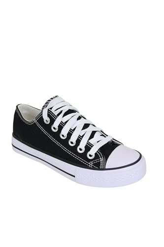 Frentree Unisex Damen Herren Sneaker Low Bequeme Leinenschuhe (bei größerem Fuss eine Nummer größer nehmen als Vorschlag), Farbe:schwarz, Größe:36 von Frentree