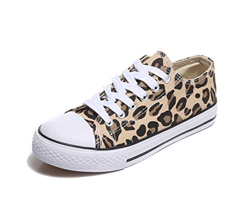 Frentree Unisex Damen Herren Sneaker Low Bequeme Leinenschuhe (bei größerem Fuss eine Nummer größer nehmen als Vorschlag), Farbe:Leopard, Größe:38 von Frentree