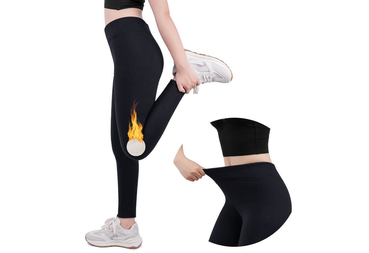 Frentree Thermoleggings Damen mit Fleece Gefütterte Thermo Leggings für Winter High Waist Strumpfhose Kuschelig Warm Elastisch Sport von Frentree