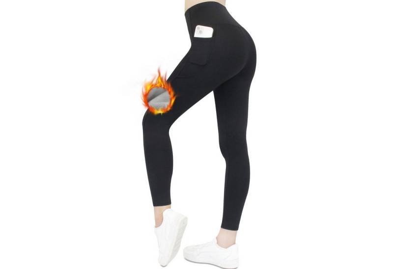 Frentree Thermoleggings Damen mit Fleece Gefütterte Thermo Leggings für Winter High Waist Strumpfhose Kuschelig Warm Elastisch Sport von Frentree
