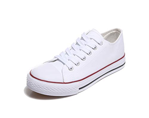 Frentree Unisex Damen Herren Sneaker Low Bequeme Leinenschuhe (bei größerem Fuss eine Nummer größer nehmen als Vorschlag), Farbe:weiß, Größe:39 von Frentree