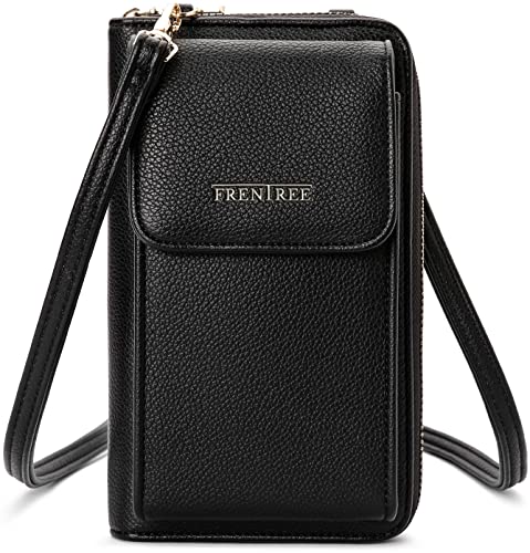 Kleine Damen Umhängetasche Cross-Body Handtasche mit vielen Fächern, Geldbörse Portemonnaie mit Rundum-Reißverschluss, Handytasche Tasche von Frentree