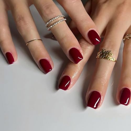 24 Stück Weinrote quadratische Nägel zum Aufdrücken – kurze, glänzende künstliche Nägel mit Kleber – langlebig & entfernbar zum Aufkleben – geeignet für Frauen und Mädchen 24 Stück Weinrote quadratische Nägel zum Aufdrücken – kurze, glänzende künstliche Nägel mit Kleber – langlebig & entfernbar zum Aufkleben – geeignet für Frauen und Mädchen von FresFresi