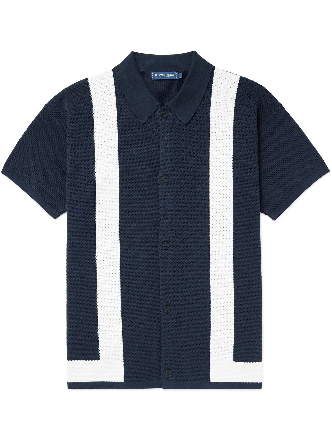 Frescobol Carioca - Barretos Striped Knitted Cotton Shirt - Men - Blue - L von Frescobol Carioca