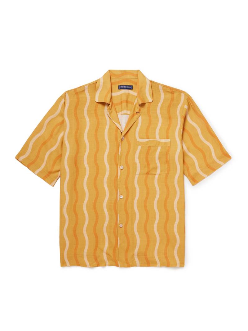 Frescobol Carioca - Cassio Camp-Collar Printed Linen Shirt - Men - Orange - L von Frescobol Carioca