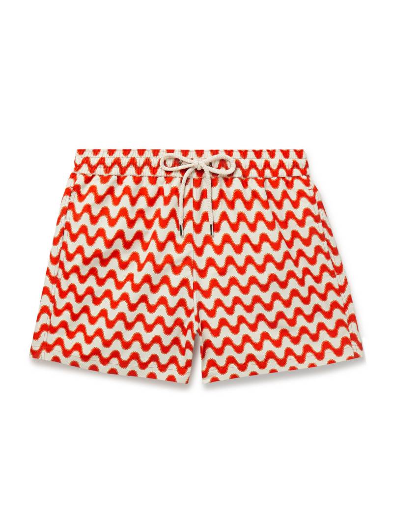 Frescobol Carioca - Copacabana Straight-Leg Mid-Length Printed Recycled Swim Shorts - Men - Orange - L von Frescobol Carioca
