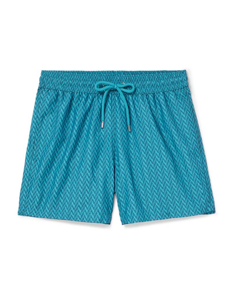 Frescobol Carioca - Copacabana Straight-Leg Mid-Length Recycled Herringbone Swim Shorts - Men - Blue - XL von Frescobol Carioca