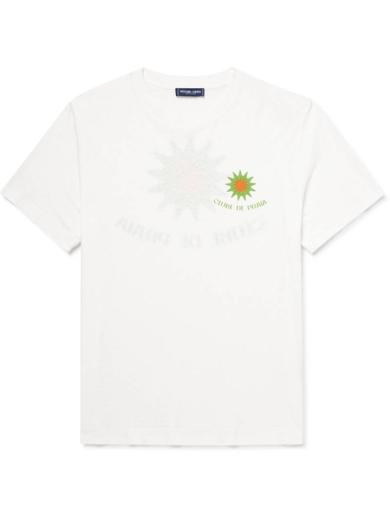 Frescobol Carioca - Dinis Clube de Praia Printed Cotton and Linen-Blend Jersey T-Shirt - Men - White - XL von Frescobol Carioca