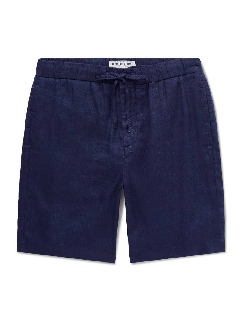 Frescobol Carioca - Felipe Slim-Fit Linen and Cotton-Blend Drawstring Shorts - Men - Blue - UK/US 34 von Frescobol Carioca