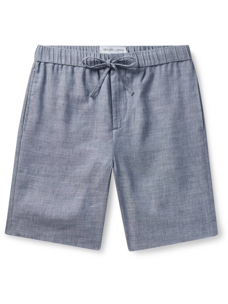 Frescobol Carioca - Felipe Slim-Fit Linen and Cotton-Blend Drawstring Shorts - Men - Blue - UK/US 38 von Frescobol Carioca