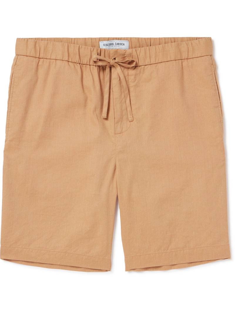 Frescobol Carioca - Felipe Straight-Leg Linen Drawstring Shorts - Men - Orange - UK/US 34 von Frescobol Carioca