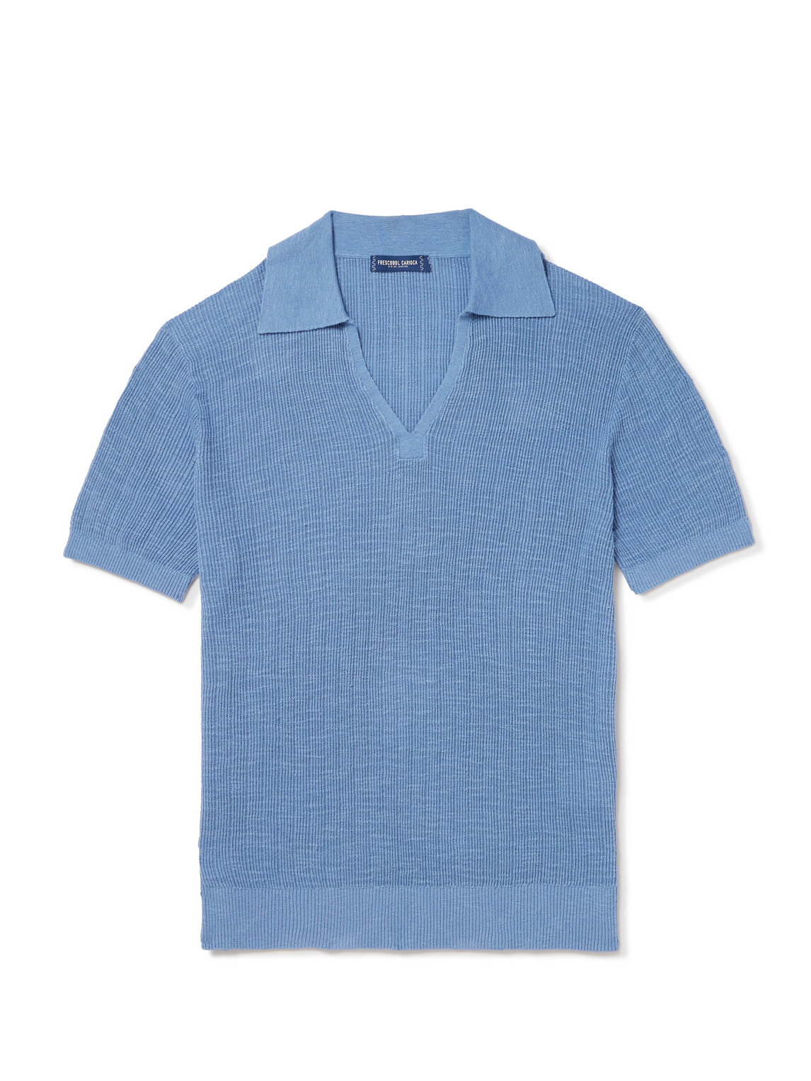 Frescobol Carioca - Joaquim Ribbed Cotton-Blend Polo Shirt - Men - Blue - M von Frescobol Carioca