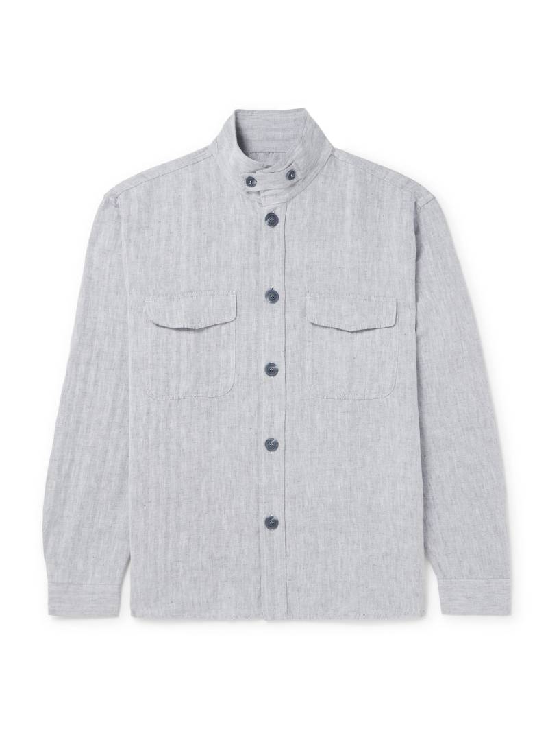 Frescobol Carioca - Nuno Herringbone Cotton and Linen-Blend Shirt Jacket - Men - Blue - M von Frescobol Carioca