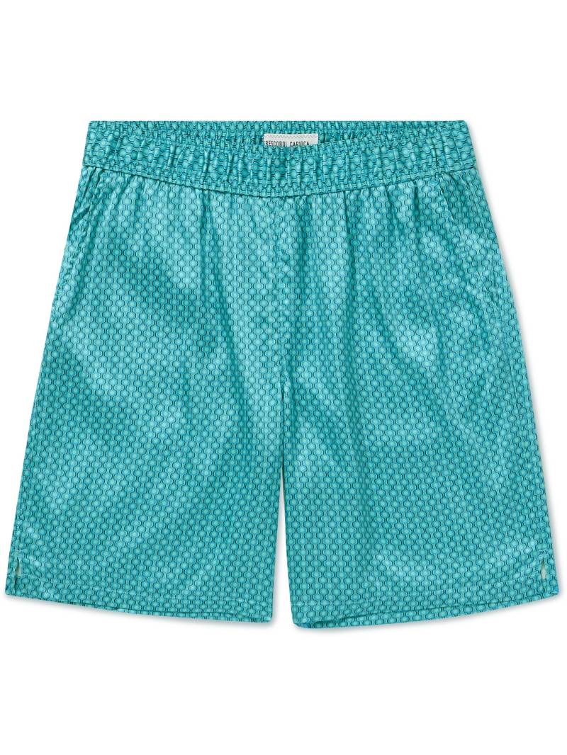 Frescobol Carioca - Palma Ipanema Straight-Leg Printed Silk-Satin Shorts - Men - Blue - L von Frescobol Carioca