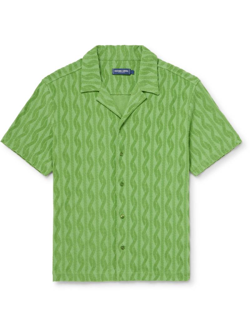 Frescobol Carioca - Roberto Cotton, Lyocell and Linen-Blend Terry-Jacquard Shirt - Men - Green - XXL von Frescobol Carioca
