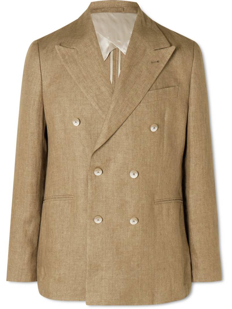 Frescobol Carioca - Zanini Double-Breasted Linen Blazer - Men - Brown - FR 42 von Frescobol Carioca