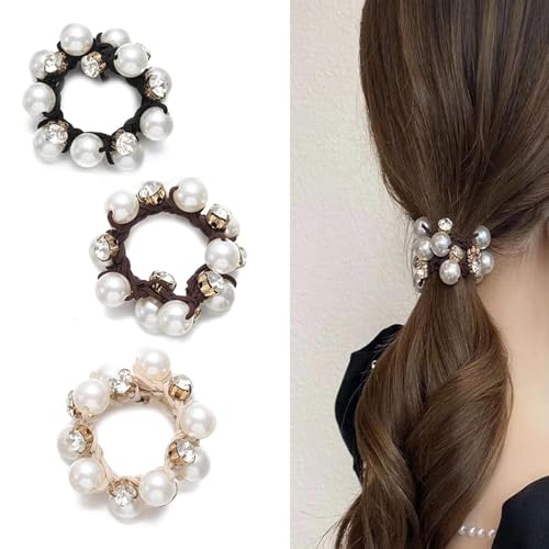 Frescorr 3 Stück Perlen & Kristall RhineStone Scrunchies Gummiband Haargummis Pferdeschwanz Halter für Frauen Mädchen Imitation Perle Haarschmuck Frescorr 3 Stück Perlen & Kristall RhineStone Scrunchies Gummiband Haargummis Pferdeschwanz Halter für Frauen Mädchen Imitation Perle Haarschmuck von Frescorr