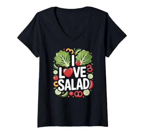 Damen Ich Liebe Salat, frisches Blattgemüse T-Shirt mit V-Ausschnitt Damen Ich Liebe Salat, frisches Blattgemüse T-Shirt mit V-Ausschnitt von Fresh Healthy Veggie Leafy Green Delight