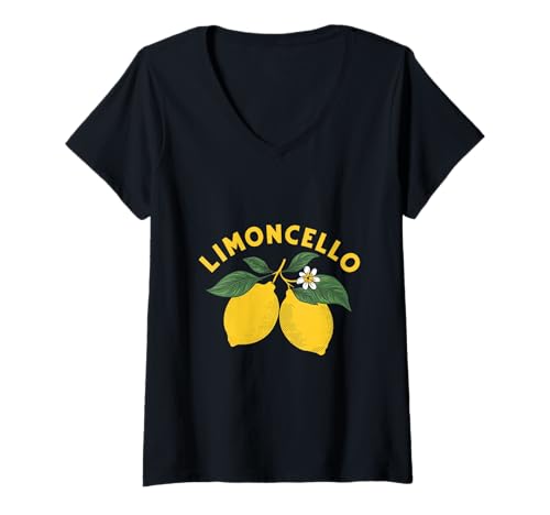 Damen Grafikdesign für italienische Limoncello-Zitronengetränke T-Shirt mit V-Ausschnitt Damen Grafikdesign für italienische Limoncello-Zitronengetränke T-Shirt mit V-Ausschnitt von Fresh Limoncello Lemon Design