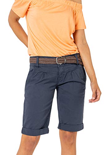 FRESH MADE Basic Bermuda-Shorts im Chino Stil mit Gürtel Dark-Blue L von FRESH MADE