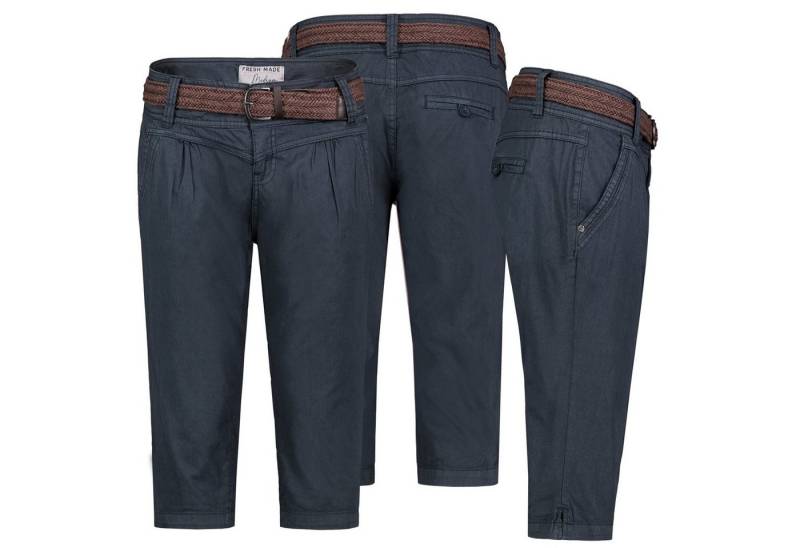 Fresh Made Bermudas Damen Short Bermuda 3/4 Hose Sommer Chino Stoff Hose mit Gürtel Capri von Fresh Made