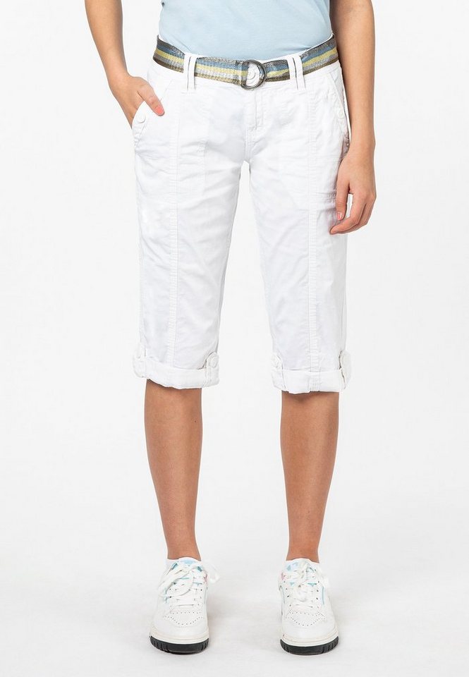 Fresh Made Caprihose Damen Caprihose Sommerhose mit buntem Gürtel Capri kurze Hose Sommerfarben von Fresh Made