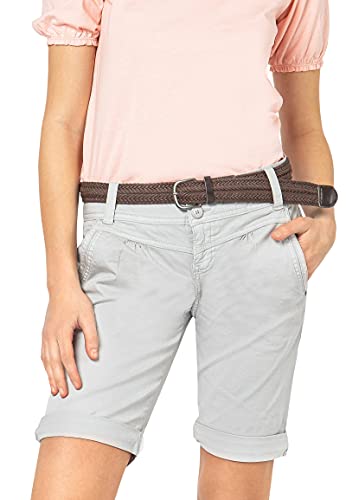 FRESH MADE Damen Bermuda-Shorts im Chino Style mit Gürtel Light-Grey M von FRESH MADE