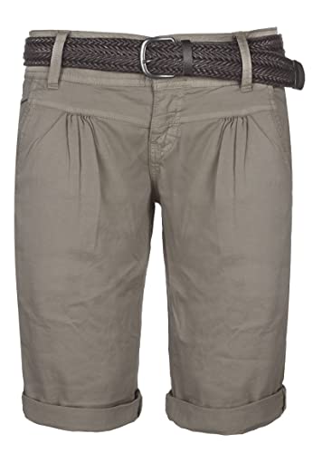 FRESH MADE Damen Bermuda-Shorts im Chino Style mit Gürtel Middle-Grey L von FRESH MADE