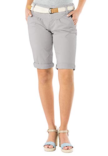 FRESH MADE Damen Bermuda-Shorts in Pastellfarben mit Gürtel Grey S von FRESH MADE