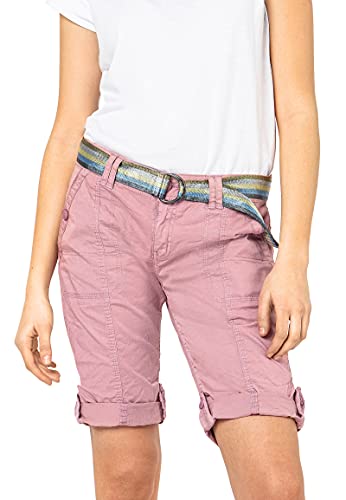 FRESH MADE Damen Bermuda Shorts mit glänzendem Gürtel Dark-Rose S von FRESH MADE