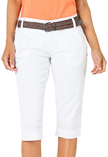 FRESH MADE Damen Capri-Hose mit Gürtel im Chino Stil White L von FRESH MADE