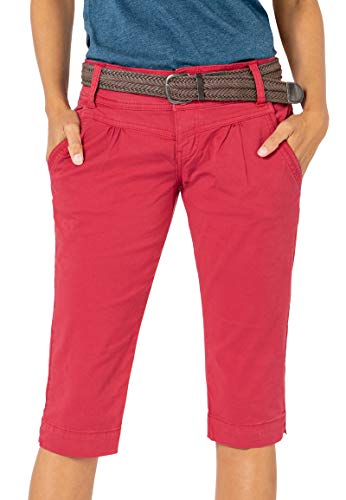 FRESH MADE Damen Capri-Hose mit Gürtel im Chino Stil red L von FRESH MADE
